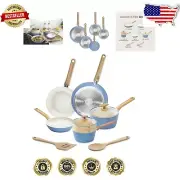10-Piece Light Blue Titanium-Infused Ceramic Cookware Set – Induction & Stylish