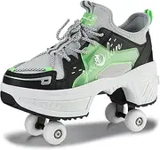 [PINCHU] Roller Skate Shoes for Women, Shoes with Wheels with 4 Retractable Wheels, 2-in-1 Outdoor Roller Skates and Trainers, Roller Skate Shoes for Children, Teenagers, Girls, Boys
