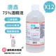 【唐鑫】75%酒精液(500ml X 12瓶組+專用噴頭X2)