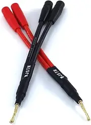 WJSTN Braided Wire Banana Plug Splitter 1 Male 2 Female Adapter, Gold pin Banana Plugsfor Spring-Loaded Inputs,2- Pack