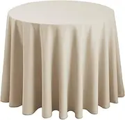 Hiasan Round Tablecloth 120 Inch - Waterproof Stain Resistant Spillproof Polyester Fabric Table Cloth for Dining Room Kitchen Party, Beige