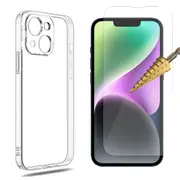 For Apple iPhone 14 Phone Case Cover and Tempered Glass Screen Protector Clear