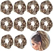 Luckycivia 10 Pcs Leopard Print Scrunchies Hair Bands, Stretch Scrunchy Hair Ties, Hair Ropes Scrunchies Hair Accessories for Women Girls