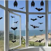 80 Pcs Halloween Window Stickers, Various Forms of Bat Electrostatic Stickers