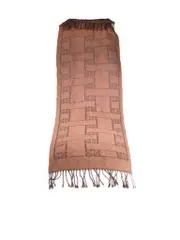 Brown Wool Logo Jacquard Scarf