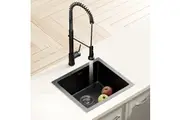 Cefito Stainless Steel Sink 51x45CM With Pull Out Mixer Tap Kitchen Single Bowl Black