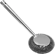 Steel Dish Scrubber | High-Density Steel Wool Cleaning Pads with Long Handle - Scouring Pads for Pots Cookers Tableware Sinks Range Hoods