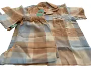 BNWT PETER ALEXANDER BLUE AND CARAMEL CHECK PYJAMA SHORT SET SIZE 5