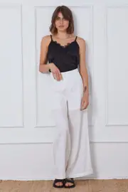 White Wide Leg Pants High Waist - Size 14, Women's Hw Wide Leg Pant