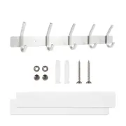Coat Rack Wall Mounted,Stainless Steel Silver Towel Racks with 5 Hooks for Ba...