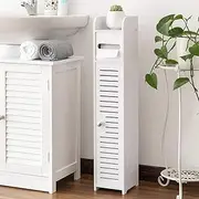 Toilet Roll Holder,Toilet Paper Roll Holder with Slim Shelf,Over Toilet Storage for Toilet Paper Bulk,Narrow Shelf for Bathroom Accessories,Bathroom Storage for Toilet Tissue,White by AOJEZOR