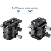 3-In-1 New Leofoto G2 GEAR HEAD Panoramic Geared Ball head Tripod Head Black