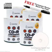 400 52X Smartbuy White Thermal Printable CD-R Blank Disc+ Black Permanent Marker