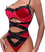 [JINZIJINYU] Sexy Bodysuit Lingerie Lace Cross Hollow Breathable Suspender Splicing Backless Suit Bodysuit Bodysuit