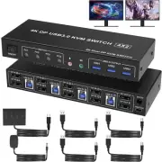 USB 3.0 KVM Switch 2 Monitors 4 Computers Displayport 4K 60Hz, Dual Monitor