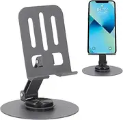 360 Degree Rotating Phone Stand, Carbon Steel Adjustable Rotating Foldable Desktop Cellphone Holder for 5.9‑16.9in Phone Tablet