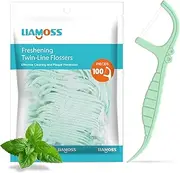 LIAMOSS Mint Dental Floss Picks-100 Count Unbreakable & Shred Double Line Flossers for Adults & Kids-Toothpicks Sticks Super Cleanup,Helps to Fight Tooth Decay