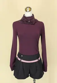 在飛比找Yahoo!奇摩拍賣優惠-貞新 TOYOK 東京著衣 紫色圓領長袖蕾絲棉質上衣F號+e