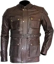 [KAAZEE] Curious Case of Benjamin Button Brad Pitt Brown Military Style Leather Jacket