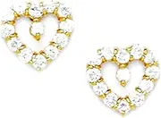 [JewelryWeb] 14k Yellow Gold CZ Simulated Diamond Love Heart Screw Back Earrings 11x11mm Stud Earring for Women
