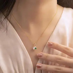 【Olivia Yao Jewellery】18K天然真祖母綠寶石圓珍珠18K金項鍊(生日石系列)