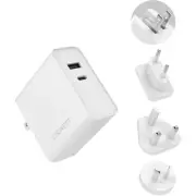 CYGNETT 60WUCWC 60W Dual Port Wall Charger With Travel Adapters Powerplus