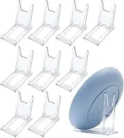 10 Pack Clear Plastic Plate Stands, Angle Adjustable Plastic Display Stand Easel, Clear Display Easel, Plate Stand Holder for Display Pictures, Photo and Artworks