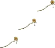 Ipetboom 3pcs Flower Hair Stick for Girls Hair Pin Dangle Pin Stick for Buns Long Accessory