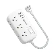 Short Extension Cord 1 ft - Flat Plug Small Power Strip Surge Protetor with 6