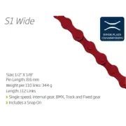KMC S1 (Singlespeed Chain) — 1/8" x 112 Links / Red — AUS STOCK — Bike BMX SS