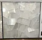 36" Square Selenite Stone Crystal Coffee Table with Sun Burst Pattern Inlay Tops