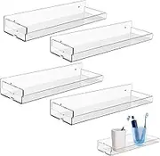 Book Floating Shelf | 4 Pack Wall Mounted Bookshelf,Invisible Storage 15 Inch with Removable Side Panels, Home Decoration for Bedroom, Bathroom, Living Room, Kitchen