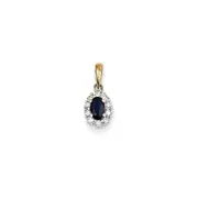 14k Yellow Gold u0026 Rhodium Real Diamond u0026 Sapphire Pendant