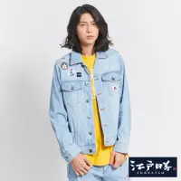 在飛比找momo購物網優惠-【EDWIN】江戶勝 男裝 針織牛仔夾克外套(漂淺藍)