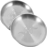 HOOTNEE 2pcs Pentagram Candle Plates Metal Altar Trays for Ceremony Decoration Sturdy Storage Trays with Unique Patterns Suitable for Religious Offerings and Table Centerpieces