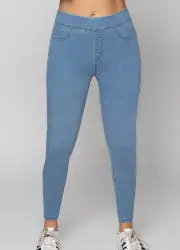 LaSculpte Stretchy Pull On Skinny Jeggings-Ice Blue