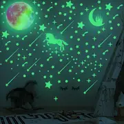 297pcs Glow In The Dark Rainbow Moon Stars Unicorn Wall Sticker Kids Room Decor