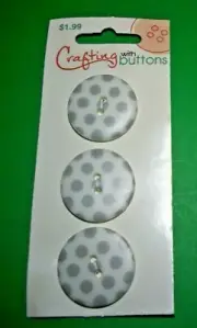 CRAFTING with BUTTONS 1" GREY DOT 1 CARD=3 BUTTONS Lot C34