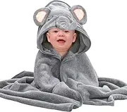 ShigKeu Hooded Baby Towel 80x80cm Soft and Absorbent Baby Bath Towels Cute Bath Towel with Hood Toddler Bath for Newborn Baby Boy and Girl (Grey)