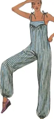 1980s Jumpsuit Sundress Smock Dress Gathered Yoke Sewing Pattern Burda 8908