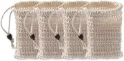 1/2/4/8x Soap Exfoliating Bags Flax Foaming Net Soap Saver Bag Pouch Natural Ramie Soap Bag Hand Made Soap Bag Mesh Soap Saver Bags with Drawstring for Bath & Shower Use