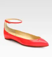 Christian Louboutin MRS H Patent Ankle Strap Flat Ballerina Shoes Rose Paris