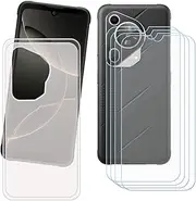 LCEHTOGYE Case for Fossibot F112 Pro + 4 Pcs Tempered Glass Screen Protector, Slim Translucent Shock-Absorption Soft TPU Bumper Protective Phone Case Cover for Fossibot F112 Pro (6,88")