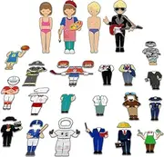 56 PCS Magnetic Dress-up Pretend Play Doll Set with 21 Occupations Jobs, Perfect for Preschool Learning