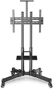Rolling TV Stand, Mobile TV Cart, Mobile TV Cart Floor Stand with Tray, Height Adjustable Display Mount Bracket for 32 42 43 40 55 65 70 Inch Flat Panel Screen(