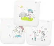 GARVALON 3pcs Cotton Washcloths Soft Towels for Newborn Face Cleaning Multi Purpose Saliva Wipes Durable Breathable Material Football Heart Design