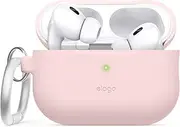 [elago] Silicone Case Compatible with Apple AirPods Pro 2nd Generation Case (2022), Protective Case with Keychain, Front LED Visible, Supports Wireless Charging (Lovely Pink)