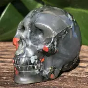 1pc Natural blood stone skull quartz crystal carved reiki decoration healing 2''
