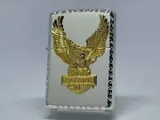 Zippo Harley Davidson Bald Eagle Gold Metal Silver Double-Sided Corner Cut