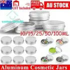 1-100pcs Aluminium Empty Cosmetic Pot Lip Balm Jar Tin Container Silver Box AU